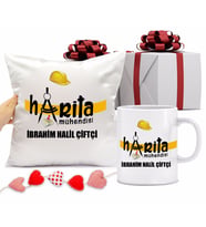 Harita Mühendisi Bardağı ve Yastığı Hediye Seti (Model 1)