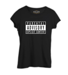 Parental Advisory Explicit Content Siyah Kadın Tshirt