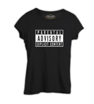 Parental Advisory Explicit Content Siyah Kadın Tshirt