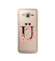 Pembe Çiçekli Harf Tasarım Süper Şeffaf Silikon Telefon Kılıfı Samsung J3 (2016)