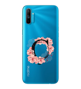 Pembe Çiçekli Harf Tasarım Süper Şeffaf Silikon Telefon Kılıfı Oppo Realmi C3 Ç-