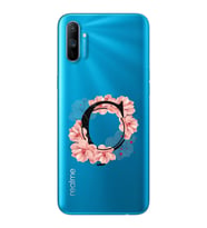 Pembe Çiçekli Harf Tasarım Süper Şeffaf Silikon Telefon Kılıfı Oppo Realmi C3 Ç-