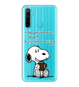 Snoopy Tasarımlı Süper Şeffaf Silikon Telefon Kılıfı Oppo Realmi 6i