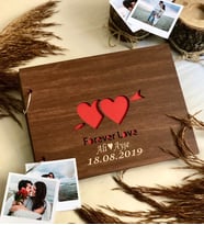 Kişiye Özel Love Tasarımlı Ahşap Kapaklı Fotoğraf Albümü