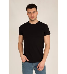 Erkek Basic Slim Fit Bisiklet Yaka Kısa Kollu T-Shirt 21K-3400729-1 Siyah