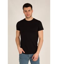 Erkek Basic Slim Fit Bisiklet Yaka Kısa Kollu T-Shirt 21K-3400729-1 Siyah