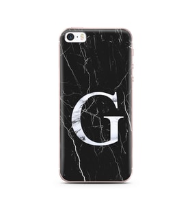Iphone 5 Siyah Mermer Harf Tasarımlı Telefon Kılıfı G-Harfi 