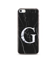Iphone 5 Siyah Mermer Harf Tasarımlı Telefon Kılıfı G-Harfi 