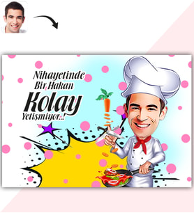BK Gift Kişiye Özel Bay Chef Karikatür Baskılı Yaş Pasta İçin Yenilebilir Şekerli Kağıt  1(Sadece Kağıt)