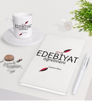 BK Gift Kişiye Özel Edebiyat Öğretmeni Beyaz Defter Kalem Türk Kahvesi Fincanı Seti-5 (Model 1)