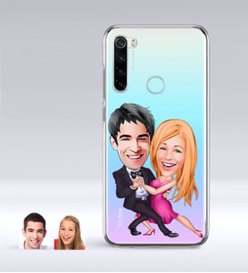 BK Gift Kişiye Özel Sevgililer Karikatürlü Xiaomi Redmi Note 8 İnce Şeffaf Silikon Telefon Kapağı-13 (Beyaz)