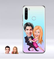 BK Gift Kişiye Özel Sevgililer Karikatürlü Xiaomi Redmi Note 8 İnce Şeffaf Silikon Telefon Kapağı-13 (Beyaz)