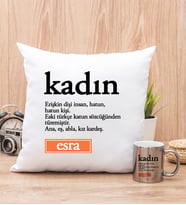 Kadın Kelime Anlamı Yastık ve Silver Kupa Bardak
