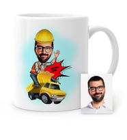 BK Gift Kişiye Özel Bay Yol Mühendisi Karikatür Beyaz Kupa Bardak  1