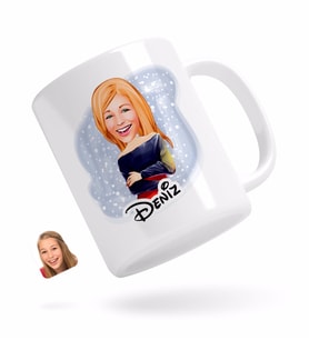 BK Gift Kişiye Özel Kadın Karikatürlü Beyaz Kupa Bardak-12