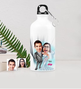 BK Gift Kişiye Özel Gelin Damat Karikatürlü Metal Suluk 500 Ml 5