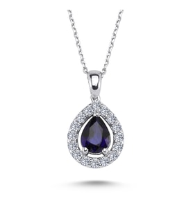 Lova Pırlantalı Damla Safir Kolye - 2040026