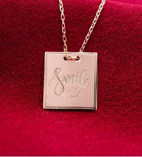 925 Ayar Gümüş Rose Smile Yazılı Kolye