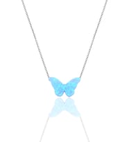 Söğütlü Silver Gümüş rodyumlu opal taşlı kelebek kolye