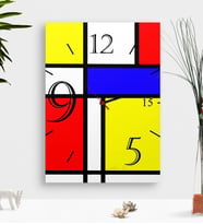 BK Gift Kişiye Özel Mondrian Ahşap Tablo Duvar Saati-5 (Çok Renkli)