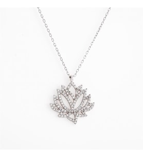 Afrodit Silver Lotus Çiçeği Kadın Gümüş Kolye