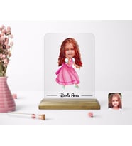 BK Gift Kişiye Özel Kız Çocuk Prenses Karikatürlü Ahşap Standlı Çerçeve-2 (Beyaz)