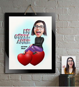 BK Gift Kişiye Özel En Güzel Anne Karikatür Ahşap Tablo