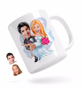 BK Gift Kişiye Özel Evleniyoruz Karikatürlü Beyaz Kupa Bardak-9