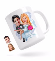 BK Gift Kişiye Özel Evleniyoruz Karikatürlü Beyaz Kupa Bardak-9