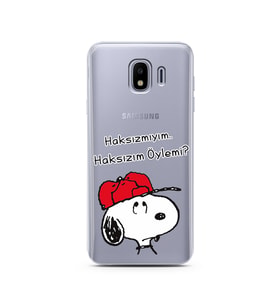 Snoopy Tasarımlı Süper Şeffaf Silikon Telefon Kılıfı Samsung J4