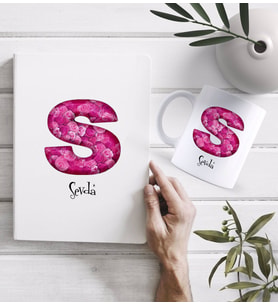 BK Gift Kişiye Özel Harf Tasarımlı Beyaz Defter ve Kupa Hediye Seti-20 (Model 1)