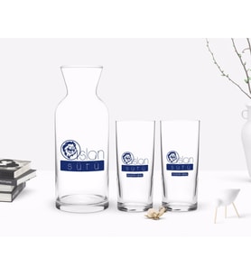 BK Gift Kişiye Özel Renkli Baskılı Aslan Sütü Tasarımlı İkili Rakı Bardağı ve Karaf Hediye Seti-2 (Model 1)