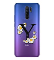 Papatya Harf Tasarım Süper Şeffaf Silikon Telefon Kılıfı Xiomai Redmi 9 Y-Harfi