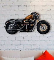 BK Gift Kişiye Özel Motor Tasarımlı Ahşap Duvar Saati-1 (Beyaz)