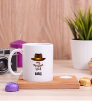 Awesome Dad Babaya Hediye Ahşap Altlıklı Mumlu Beyaz Kupa Bardak