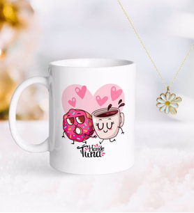 BK Gift Kişiye Özel Sevgililer Günü Kupa ve Çift İsimli Papatya Kolye-131 (Model 1)
