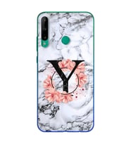 Mermer Çiçekli Harf Tasarım Süper Şeffaf Silikon Telefon Kılıfı Huawei P40 Lite 