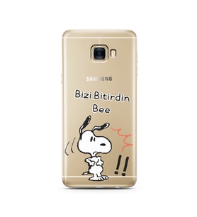 Snoopy Tasarımlı Süper Şeffaf Silikon Telefon Kılıfı Samsung C7  