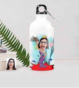 BK Gift Kişiye Özel Bayan Güzellik Kraliçesi Karikatürlü Metal Suluk 500 Ml 1