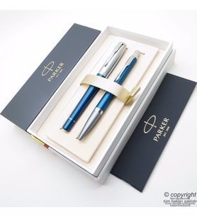 Parker Urban Premium Mavi Roller Kalem + Tükenmez Kalem Set  İsme Özel Kalem  Hediyelik Kalem