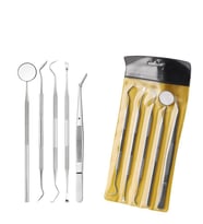 Paslanmaz Çelik Diş Temizleme Ağız Bakımı 5 li Set Ayna Orak Skaler Spatula Cımbız