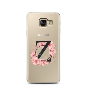 Pembe Çiçekli Harf Tasarım Süper Şeffaf Silikon Telefon Kılıfı Samsung A3 (2017)