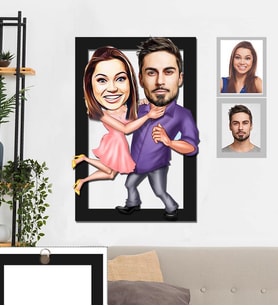 Kişiye Özel Sevgili Karikatürlü 3D Ahşap Tablo 30x47 Model 2