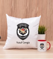 Özel Harekat Polisi Kare Yastık ve Kırmızı Kupa Bardak
