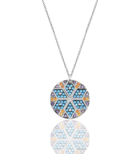 Söğütlü Silver Gümüş rodaj yuvarlak kilim kolye