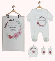 Pia Baby Gl 1912-03 İsme Özel Battaniyeli Tulum Set