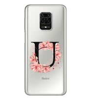 ÇiçekliHarfTasarımSüperŞeffafSilikonTelefonKılıfıXiomaiRedmiNote9Pro-Note9sU-Har