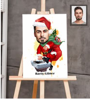 Kişiye Özel Yılbaşı Erkek Karikatürlü Ahşap Tablo 30x47 Model-2