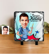 BK Gift Kişiye Özel Bay Hemşir Karikatürlü Dekoratif Doğal Taş  1