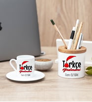 Türkçe Öğretmeni Türk Kahvesi Fincanı Ve Kalemlik Hediye Seti